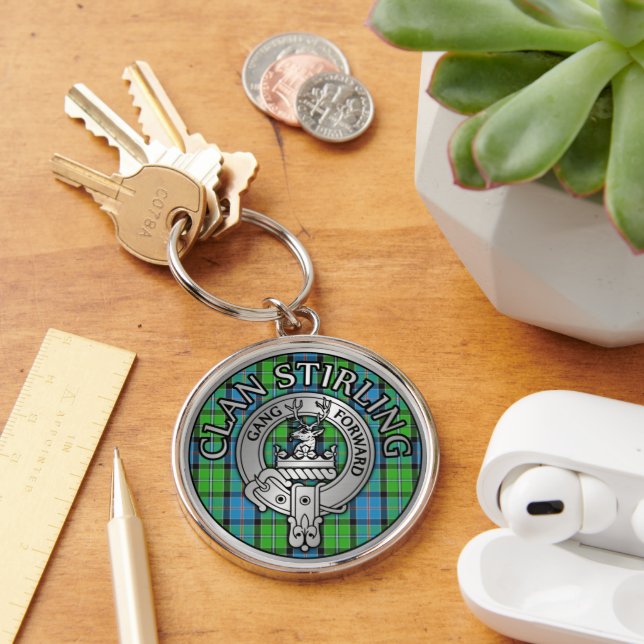 Porte-clés Clan Stirling Crest & Tartan Knot (Bureau)