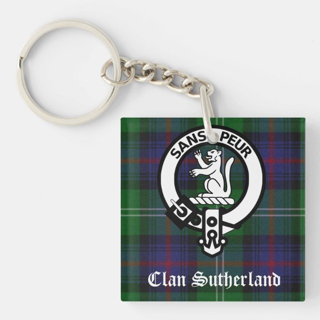 Porte-clés Clan Sutherland Crest Badge et Tartan (Devant)