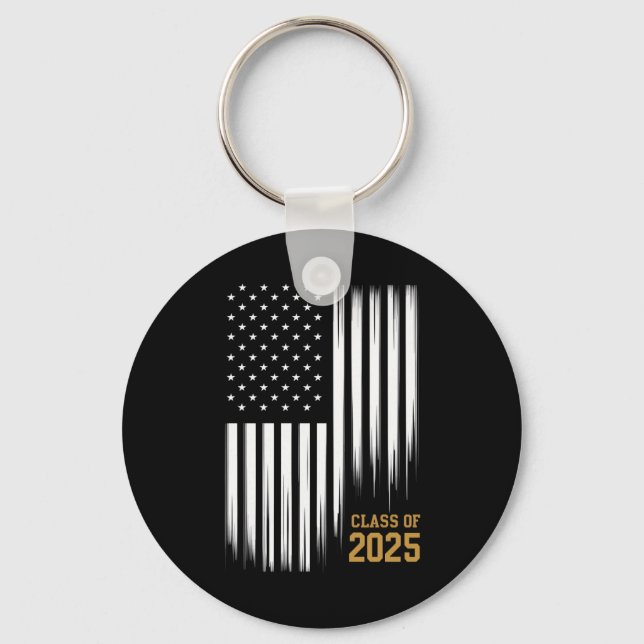 Porte-clés Classe De 2025 Senior American Flag Graduation (Recto)