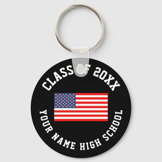 Porte-clés Classe de 20xx diplôme d'études secondaires drapea (Recto)