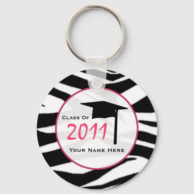 Porte-clés Classe De Graduation De 2011 - Zebra Print & Pink (Recto)