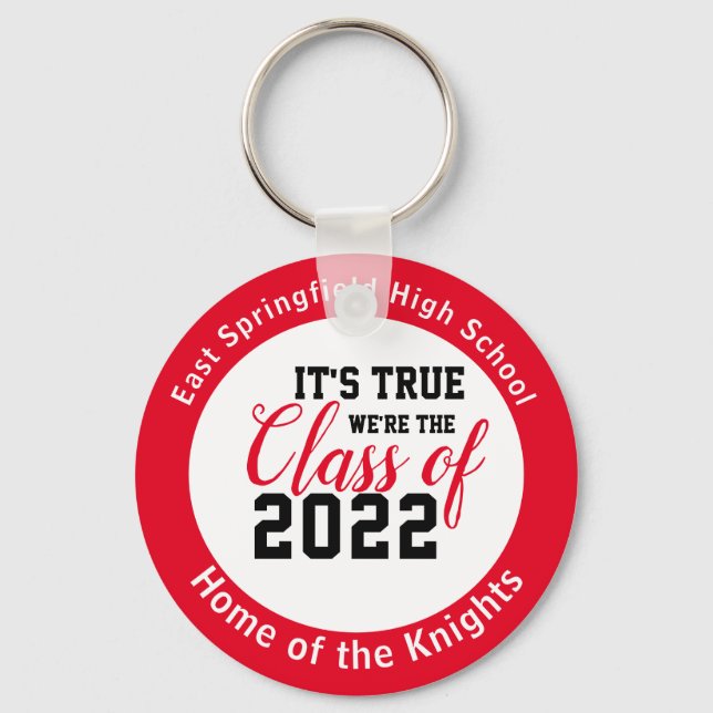 Porte-clés Classe de lycée personnalisée rouge de 2022 (Recto)