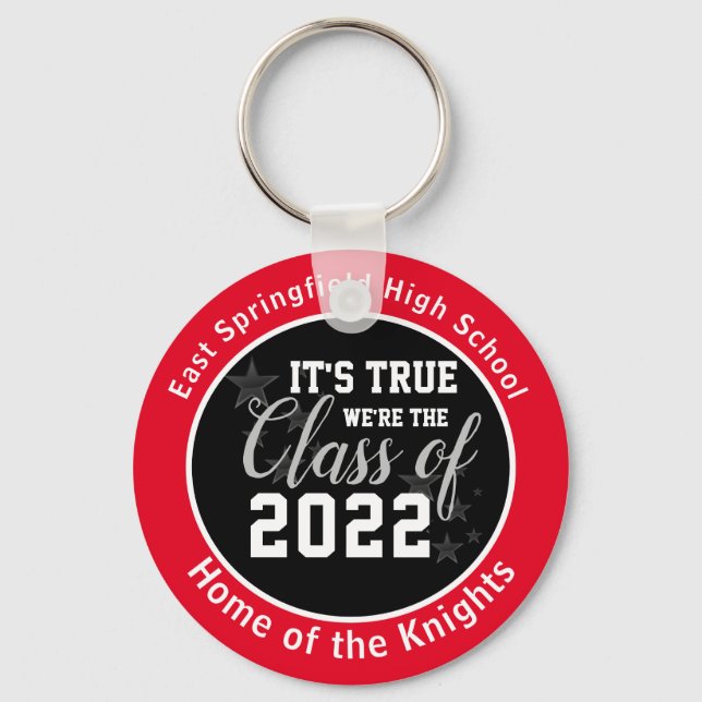 Porte-clés Classe de lycée personnalisée rouge de 2023 (Recto)