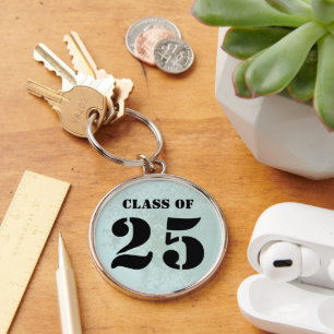 Porte-clés Classe vintage Dusty Blue Damask de 2024