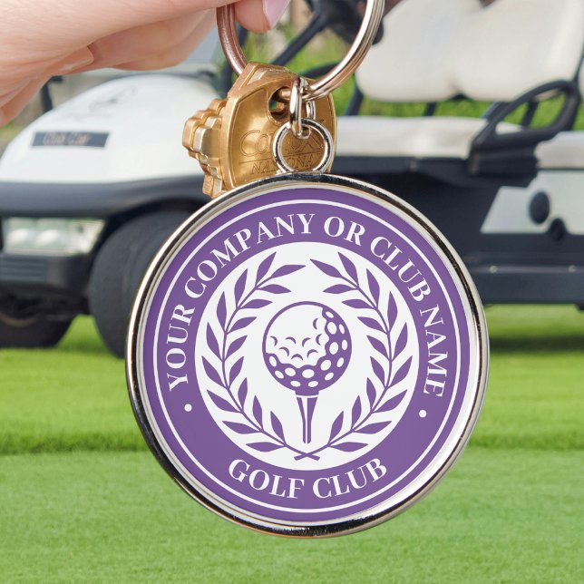 Porte-clés Classic Golf Nom personnalisé Purple (Créateur téléchargé)