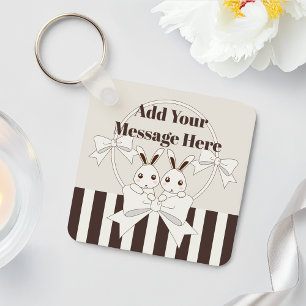 Porte-clés Classique Personnalisé Grille Moderne Cute Bunny T