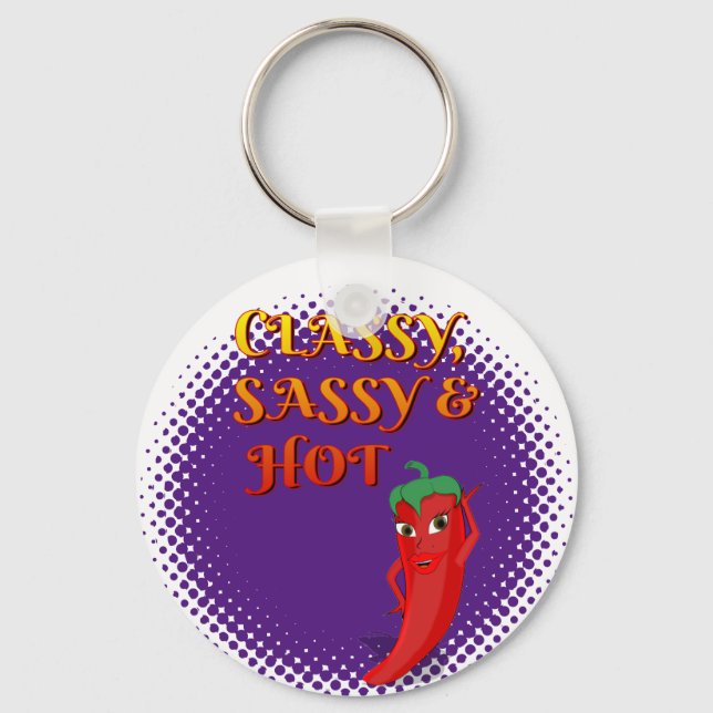 Porte-clés Classique Sassy Et Hot Pepper Diva Violet (Recto)