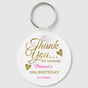 Porte-clés Classy Gold rose 50e anniversaire Merci Favor