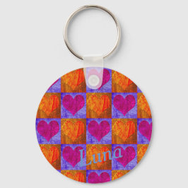 Porte-clés Clavier Bouton Personnalisé - Coeurs d'art pop