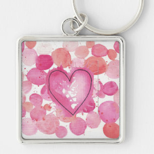 Porte-clés Clavier de coeur aquarelle