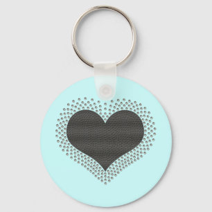 Porte-clés Clavier de coeur métallique, gris