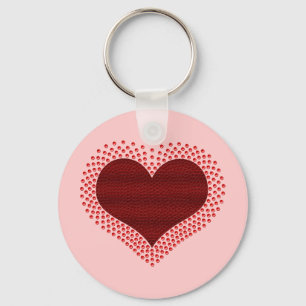 Porte-clés Clavier de coeur métallique, Rouge