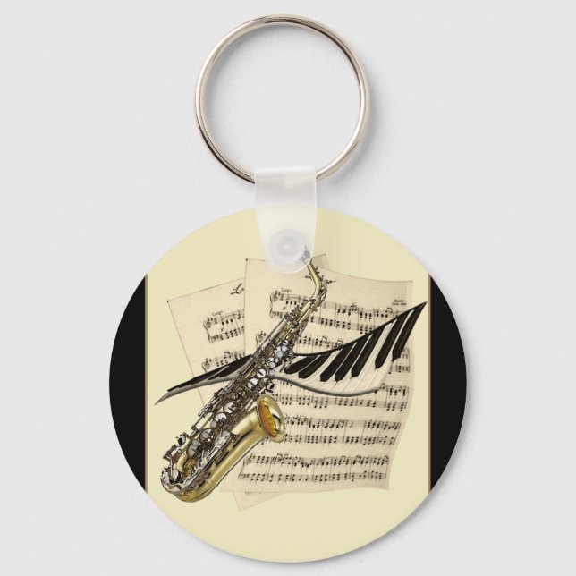 Porte-clés Clavier de musique saxophone et piano (Recto)