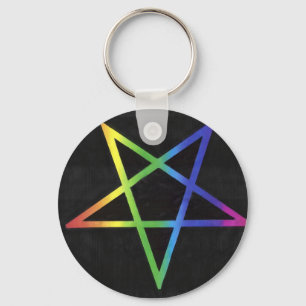 Porte-clés Clavier de pentagramme arc-en-ciel inversé