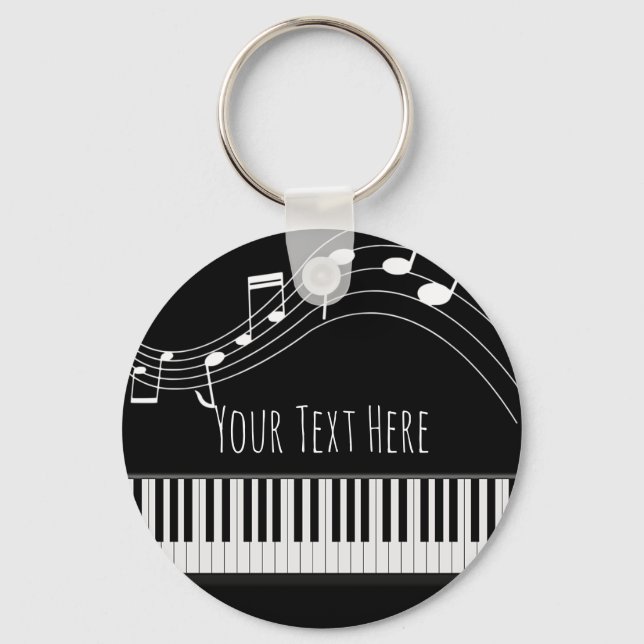Porte-clés Clavier de piano et notes musicales (Recto)