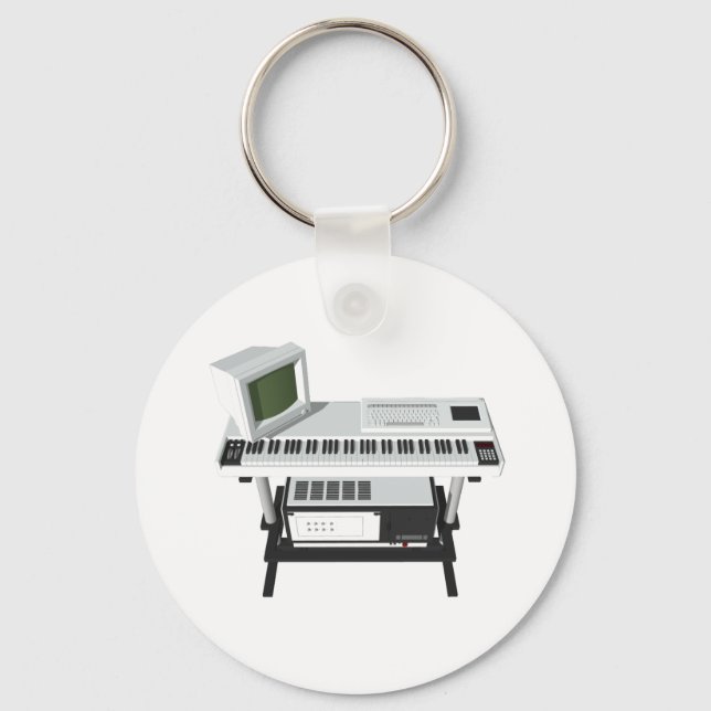 Porte-clés Clavier d'échantillonneur de style des années 80 : (Recto)