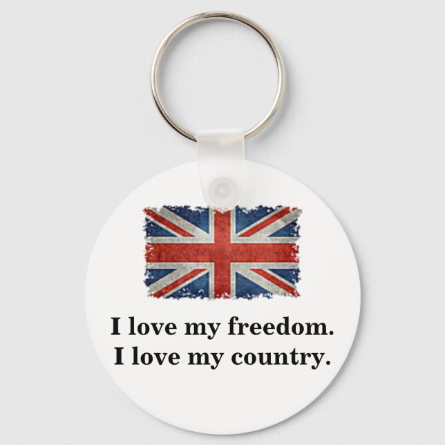 Porte-clés Clavier - Drapeau Union Jack Avec Slogan Patriotiq (Recto)