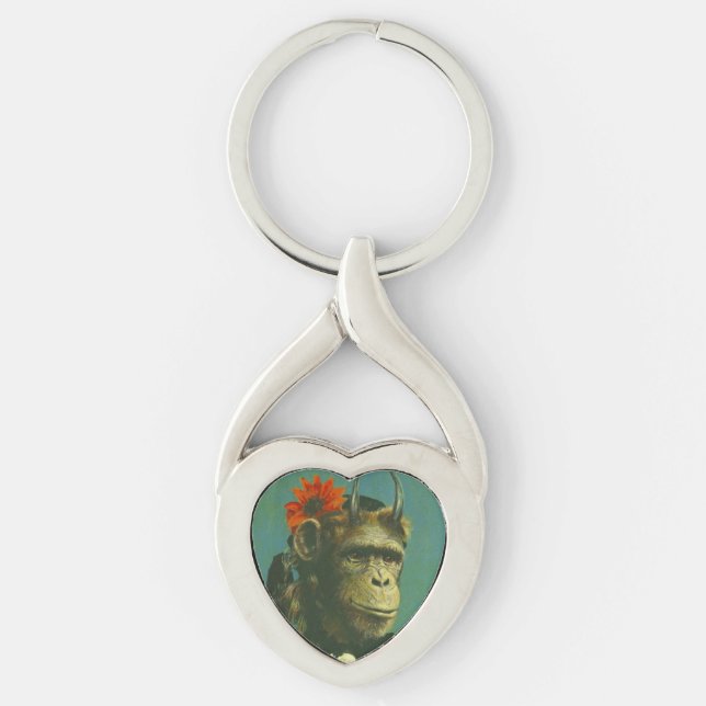 Porte-clés Clavier en forme de coeur du singe Demon (Devant)
