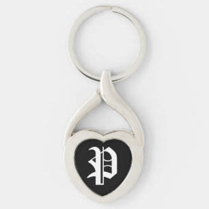 Porte-clés Clavier "P" de coeur noir
