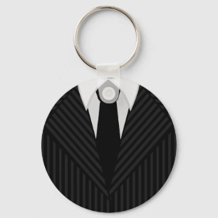 Porte-clés Clavier rond classique Pinstripe et Cravate Mens