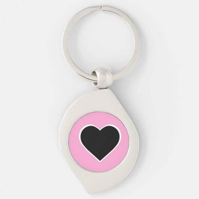 Porte-clés Clavier rose et noir. (Devant)