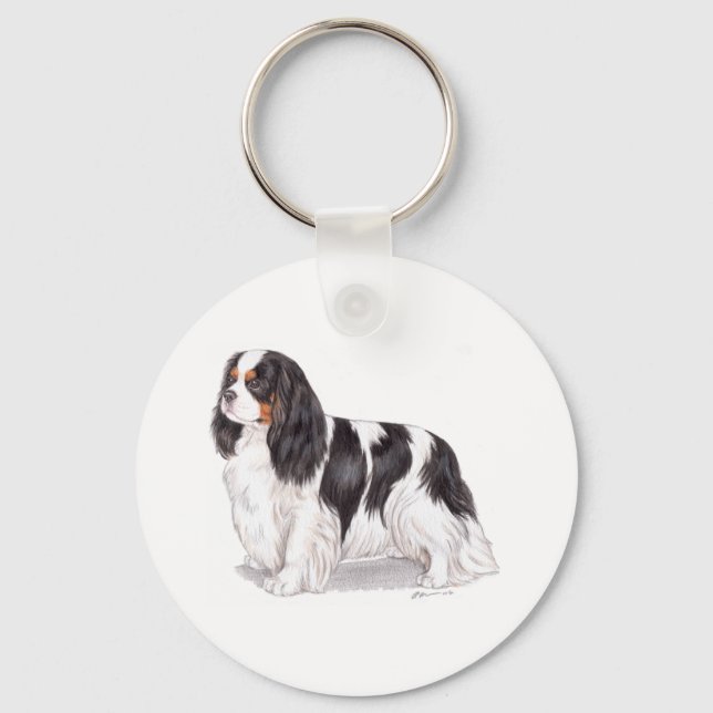 Porte-clés Clavier : Tricolor Cavalier King charles spaniel (Recto)