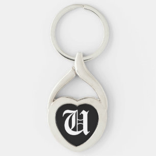 Porte-clés Clavier "U" du coeur noir