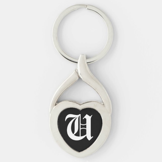 Porte-clés Clavier "U" du coeur noir (Devant)