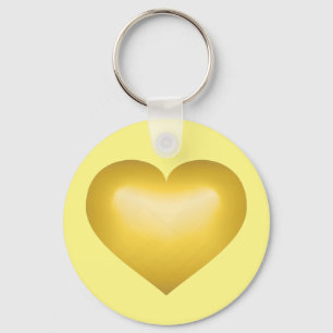 Porte-clés Clé de coeur fondu or