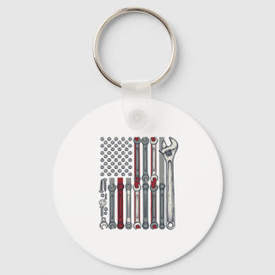 Porte-clés Clé de mécanicien Drapeau Gravure vintage Vecteur