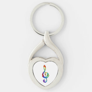 Porte-clés Clé de musique arc-en-ciel