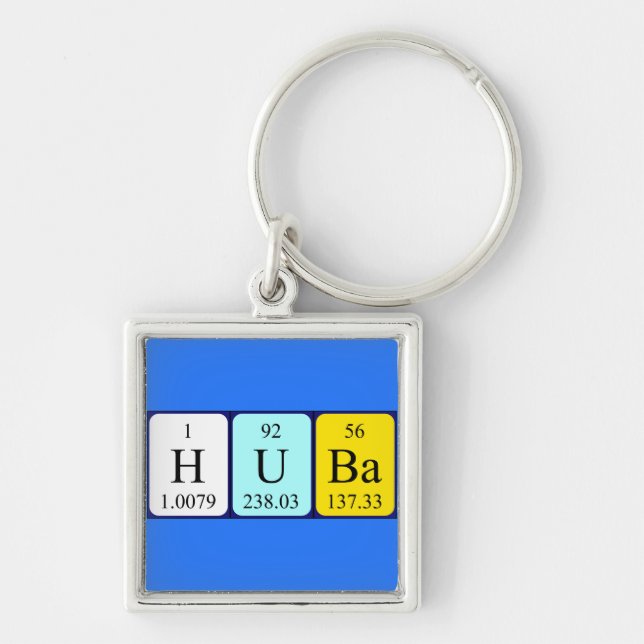 Porte-clés Clé de nom de table périodique Huba (Devant)