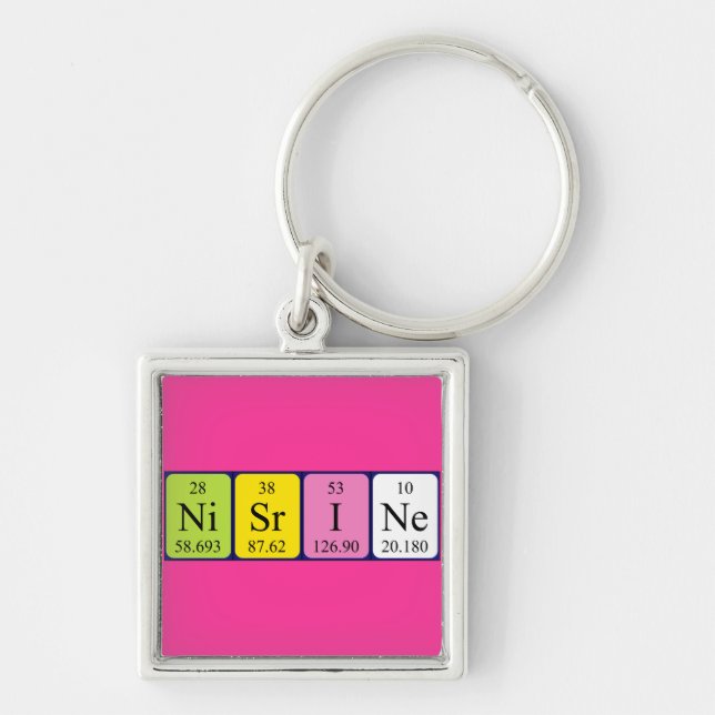Porte-clés Clé de nom du tableau périodique Nisrine (Devant)