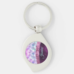 Porte-clés Clé monogramme de fausse parties scintillant rose 