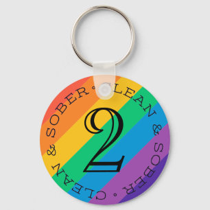Porte-clés Clean Time Sobriety Birthday Rainbow Recovery Gift