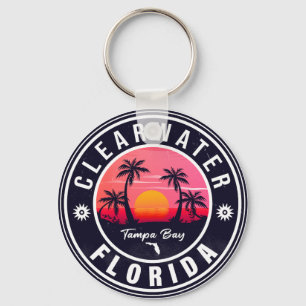 Porte-clés Clearwater Beach Floride Rétro Sunset Souvenirs