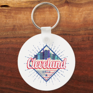 Porte-clés Cleveland Ohio États-Unis Skyline Vintage USA