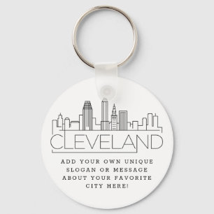 Porte-clés Cleveland, Ohio Stylisé Skyline   Slogan personna