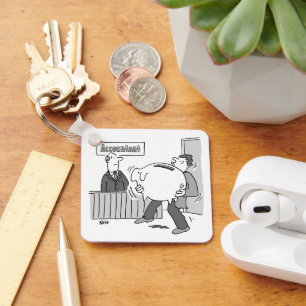 Porte-clés Client comptable avec énorme banque Piggy