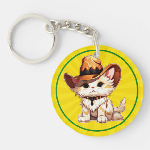 Porte-clés Clipart Chat avec Chapeau Western-85247