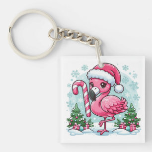 Porte-clés Clipart de sublimation de flamant de Noël 