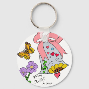 Porte-clés Cloche et ruban du cancer du sein