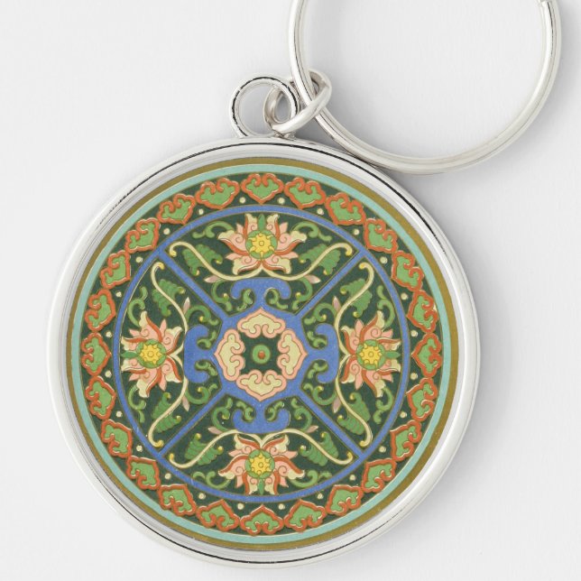 Porte-clés Cloisonne Chine Patter Asiatique Oriental (Devant)