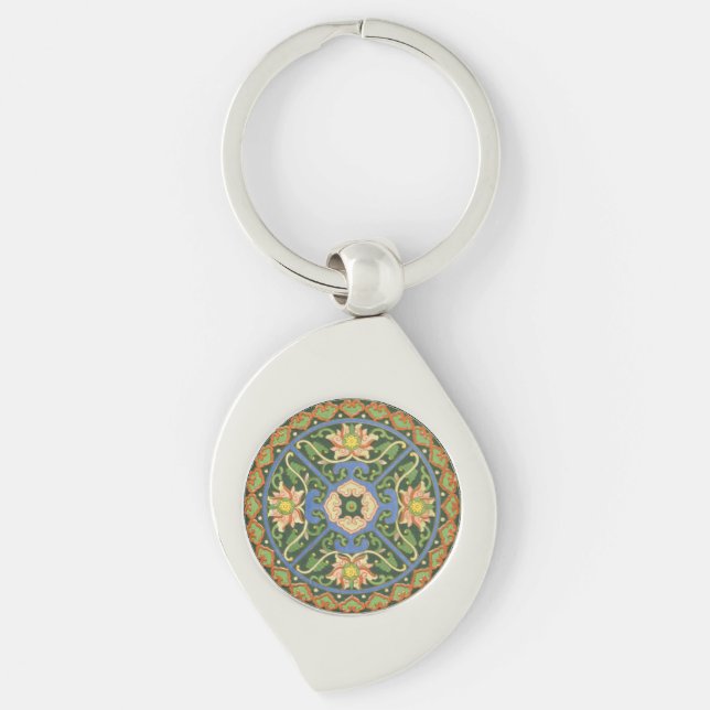 Porte-clés Cloisonne Chine Patter Asiatique Oriental (Devant)