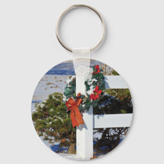Porte-clés Clôture blanche avec Porte - clé de ruban rouge