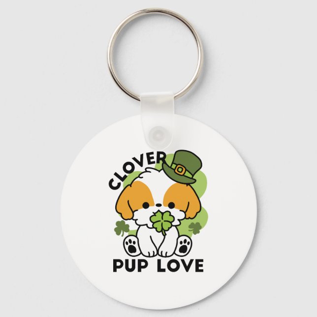 Porte-clés Clover Pup Love - St. Patrick's Day Chien Design (Recto)