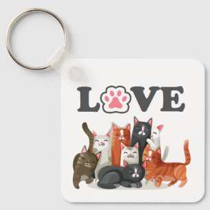 Porte-clés Clowder mignon de chats illustration avec LOVE
