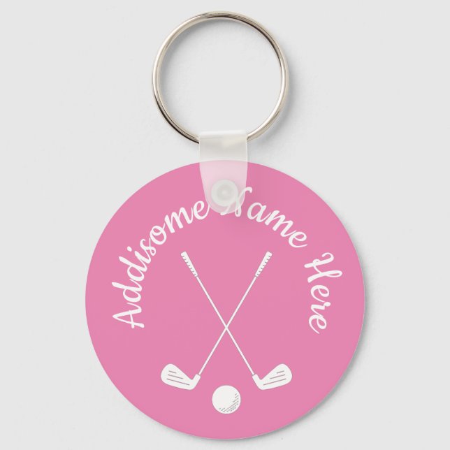 Porte-clés Club de golf Monogrammed Pink White Ladies Keych (Recto)