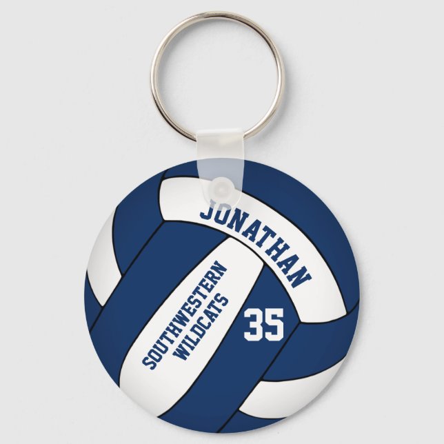 Porte-clés club de volley-ball bleu blanc (Recto)