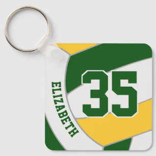 Porte-clés club école d'or vert couleurs volley-ball